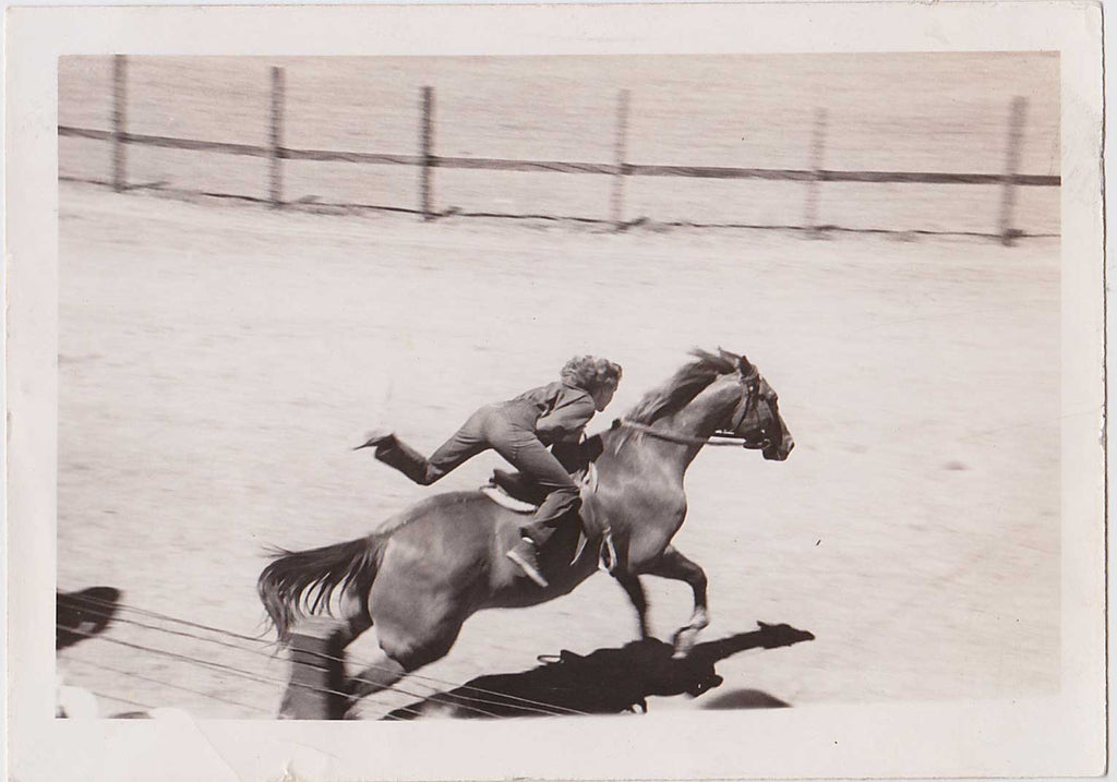 Woman Rider at Rodeo vintage snapshot